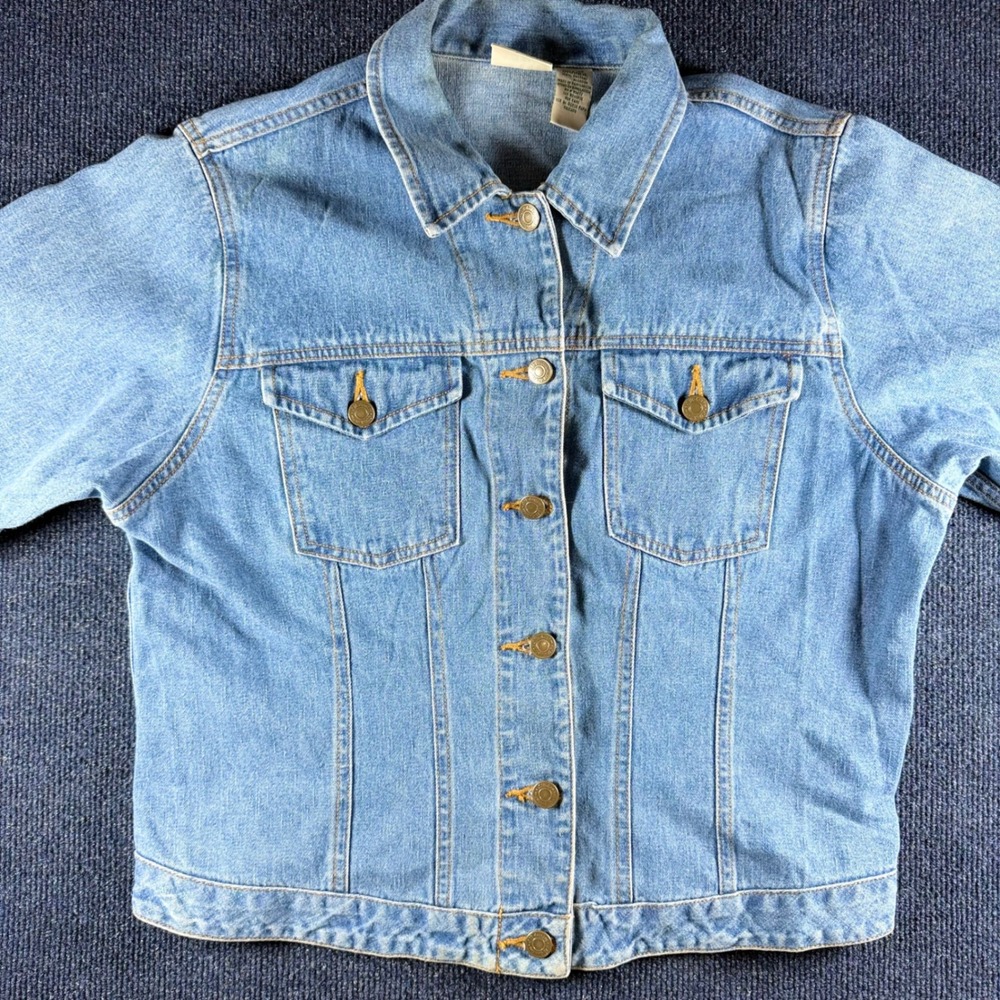 St. John's Bay Denim Trucker Jacket Large 21.5" P2P Blue Cotton Vintage